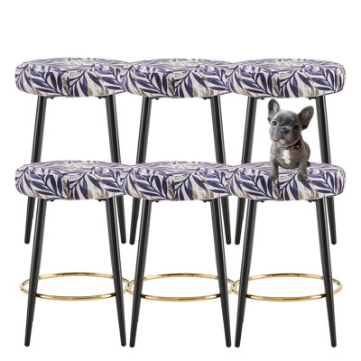 Tabourets de bar rembourrés dorés (ensemble de 6)