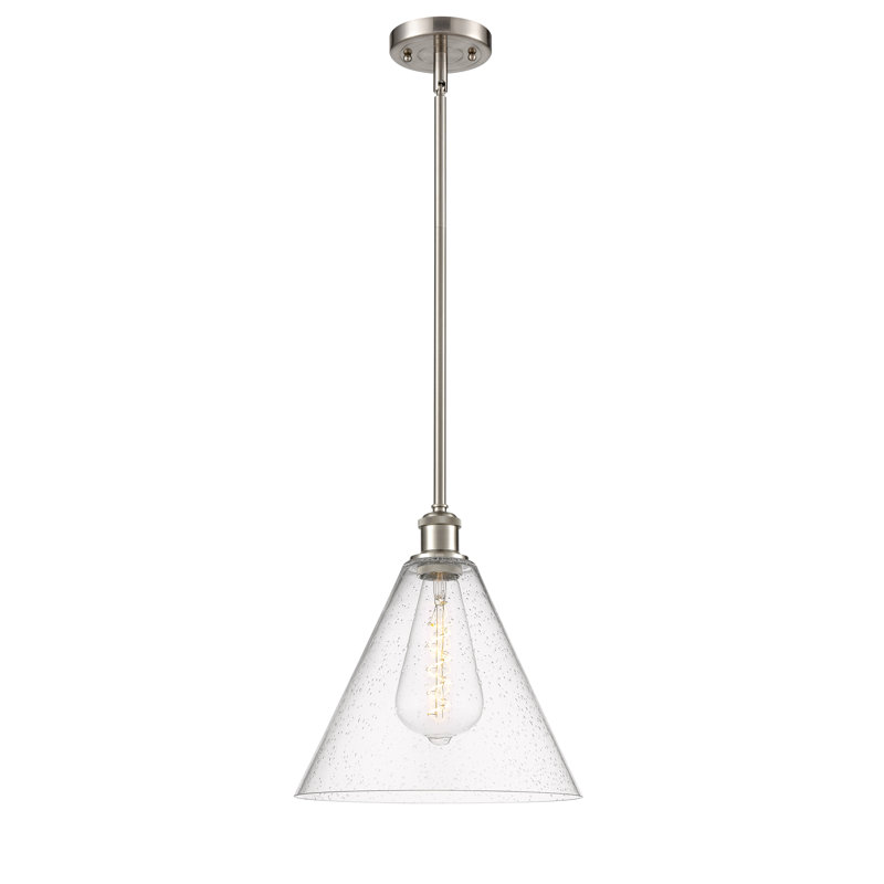 Luminaire suspendu conique à 1 lumière Gratia, DEL, Nickel satiné brossé, H 12,75 po x l 12 po x P 12 po