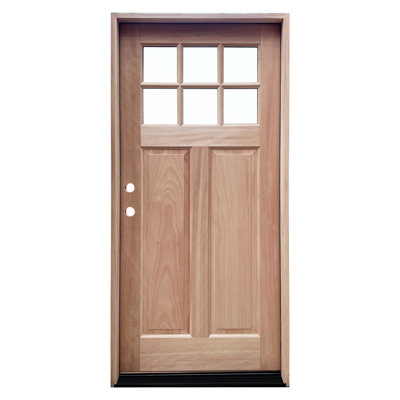 Craftsman 6 Lite Clear Unfinished Mahogany Front Door Slab With 4-9/16'' Jamb Rh