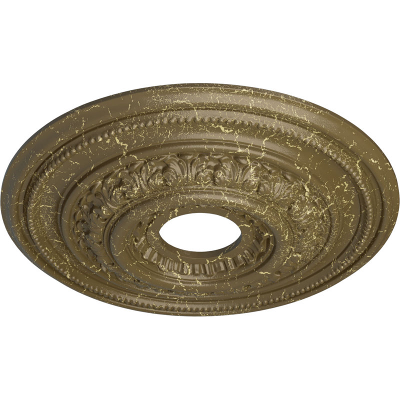 Médaillon de plafond H 17,625 po x l 17,625 po x P 1,875 po Orleans, Boue Mississippi craquelée