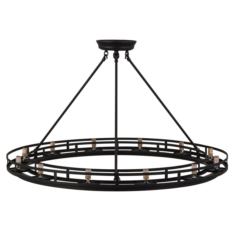 Lustre en roue de chariot à 12 lumières de style bougie Barbury