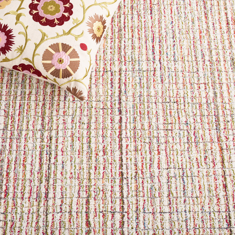 Tapis rouge en laine / coton touffeté à la main Myranda, Rectangle 5 pi x 8 pi