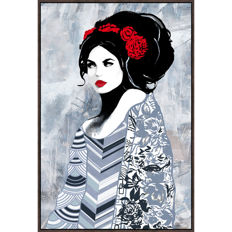 Fleur par Jacob Lincoln, peinture sur toile, H 46,5 po x l 31,5 po P 1,5 po, Couche de verre