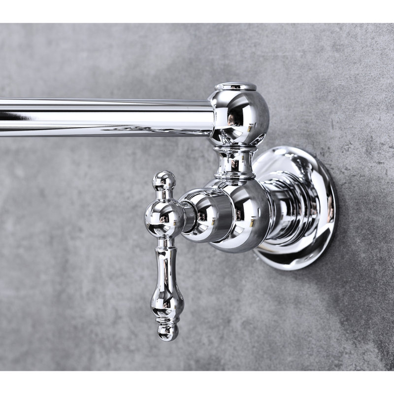 Wall Mounted Folding Pot Filler Tap, Arm For Smooth Operation, Double Handles To Control Water Volume, Corrosion, Brass Faucet Kitchen Faucet, Mount With Arm, Accurate Management, Corrosion Finish,