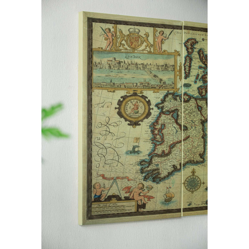 S/3 Rectangular Canvas Map Wall Art