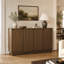 Armoire buffet 59,1 po en grain de bois de noyer, crédence de rangement à quatre portes en panneau de particules avec tablettes réglables pour la cuisine, le salon et le vestibule-133670542