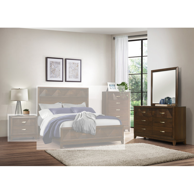 Commode 6 tiroirs avec miroir Irmgardt