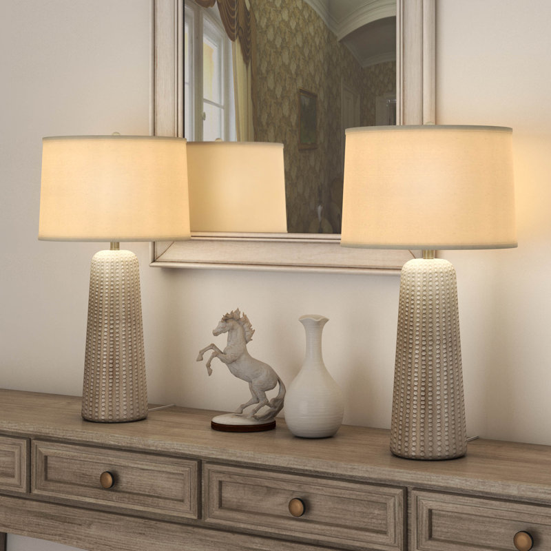 Marissa - lampe de table en résine 31 po - ensemble de 2 - finition beige, Tanné