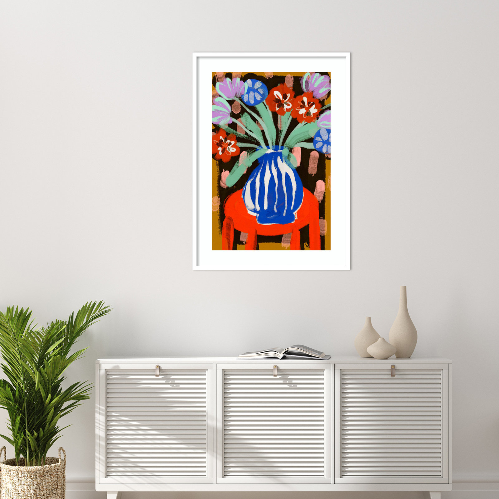 Ocilla "Floral Still Life No. 2" Print, 41" H x 30" W, White