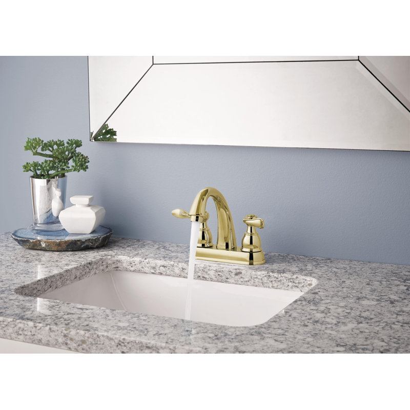 Windemere Centerset Bathroom Faucet with Drain Assembly, 2-handle Bathroom Sink Faucet, Brilliance Polished Brass