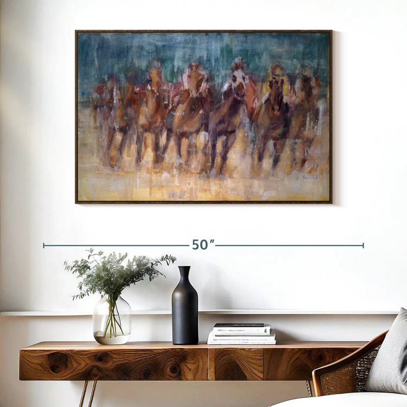 Final Sprint, Floating Frame Walnut, 40" X 27"