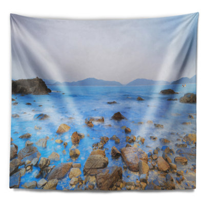 Tapisserie en polyester mer de stony port abri de hong kong avec accessoires suspendus inclus