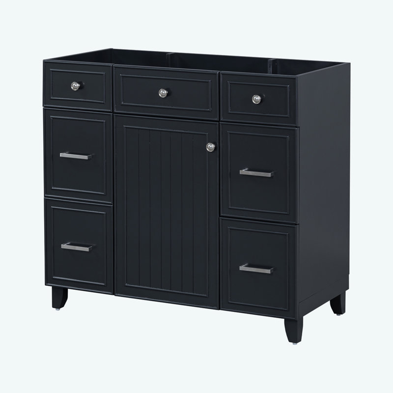 Meuble-lavabo 36 po sans lavabo, Argent argent, Noir, noir, noir, noir