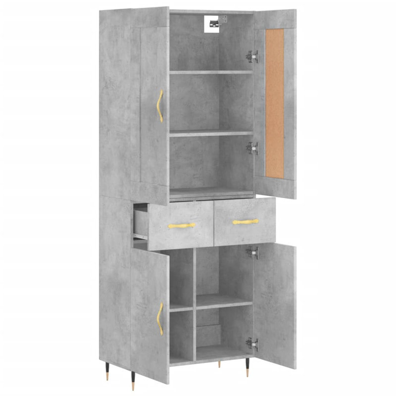 Yarbro 4 Door Manufactured Wood Wardrobe, Concrete Grey