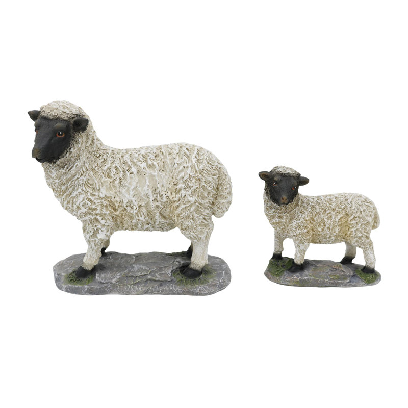  Résine de moutons rustiques, ensemble de 2 décorations de Pâques