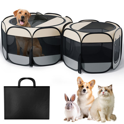 Parc 2-en-1 pour chien, parc à chat portatif pour chiots intérieur / extérieur, cage de cage pour chien