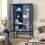 Armoire de rangement à double porte vitrée avec tablettes réglables Buffet en acier laminé à froid-1134338669