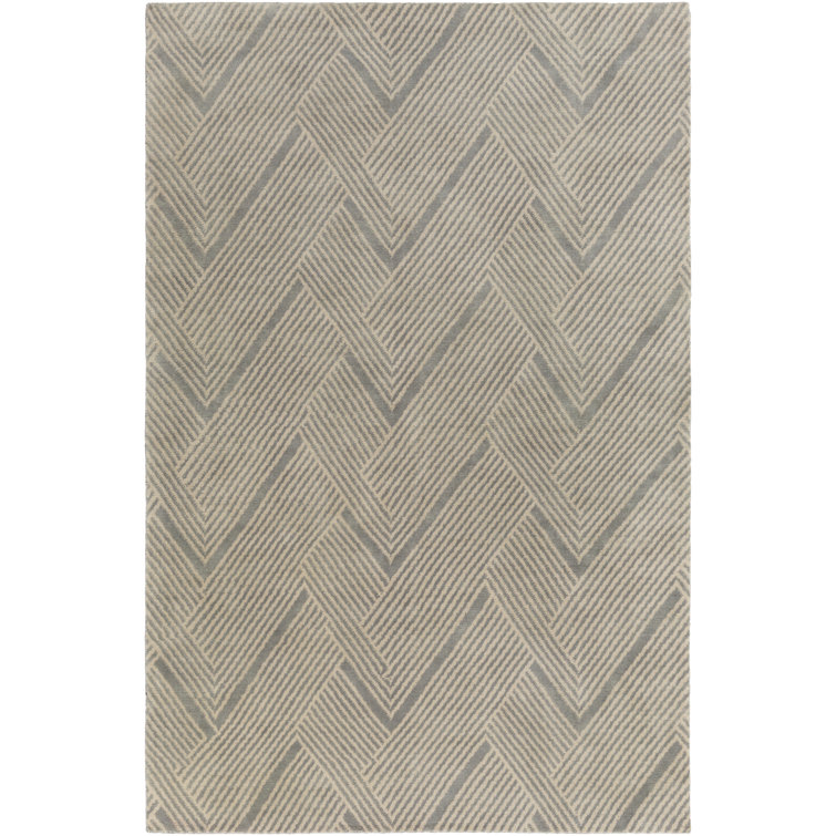 Chevron Handmade Tufted Wool Charcoal/Taupe Area Rug