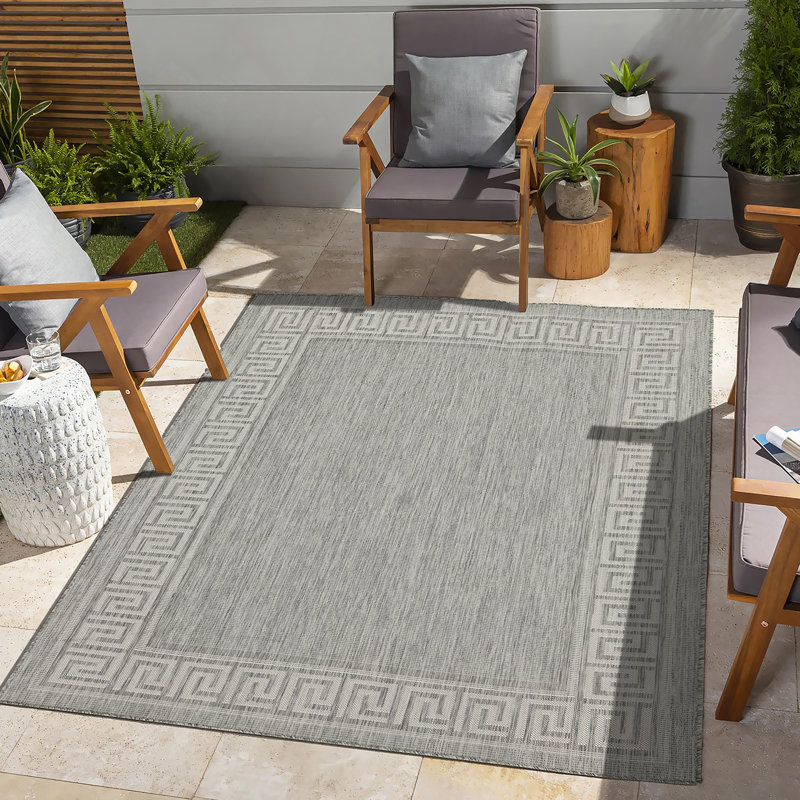 Tapis intérieur / extérieur argent Sunshine, Rectangle 7 pi 10 po x 10 pi 3 po