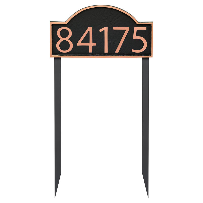 Plaque d'adresse pelouse douce 1 ligne, Noir, Cuivre