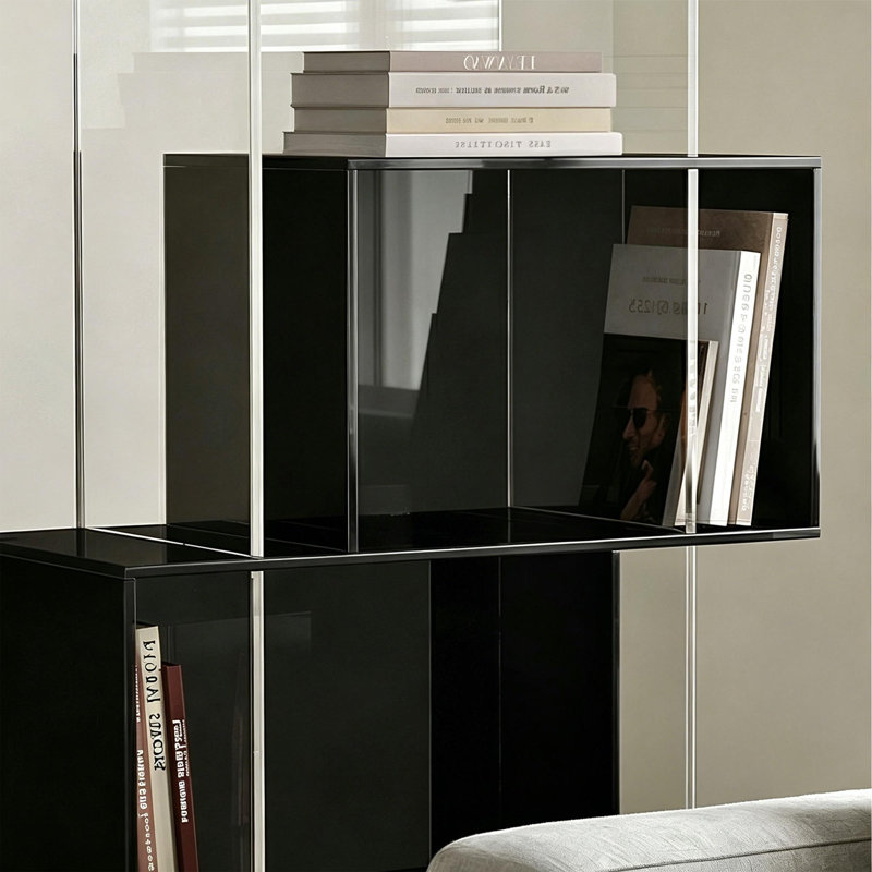 Bibliothèque géométrique en acrylique, Black, (4 Shelves) 59.06" H x 23.62" W x 11.81" D