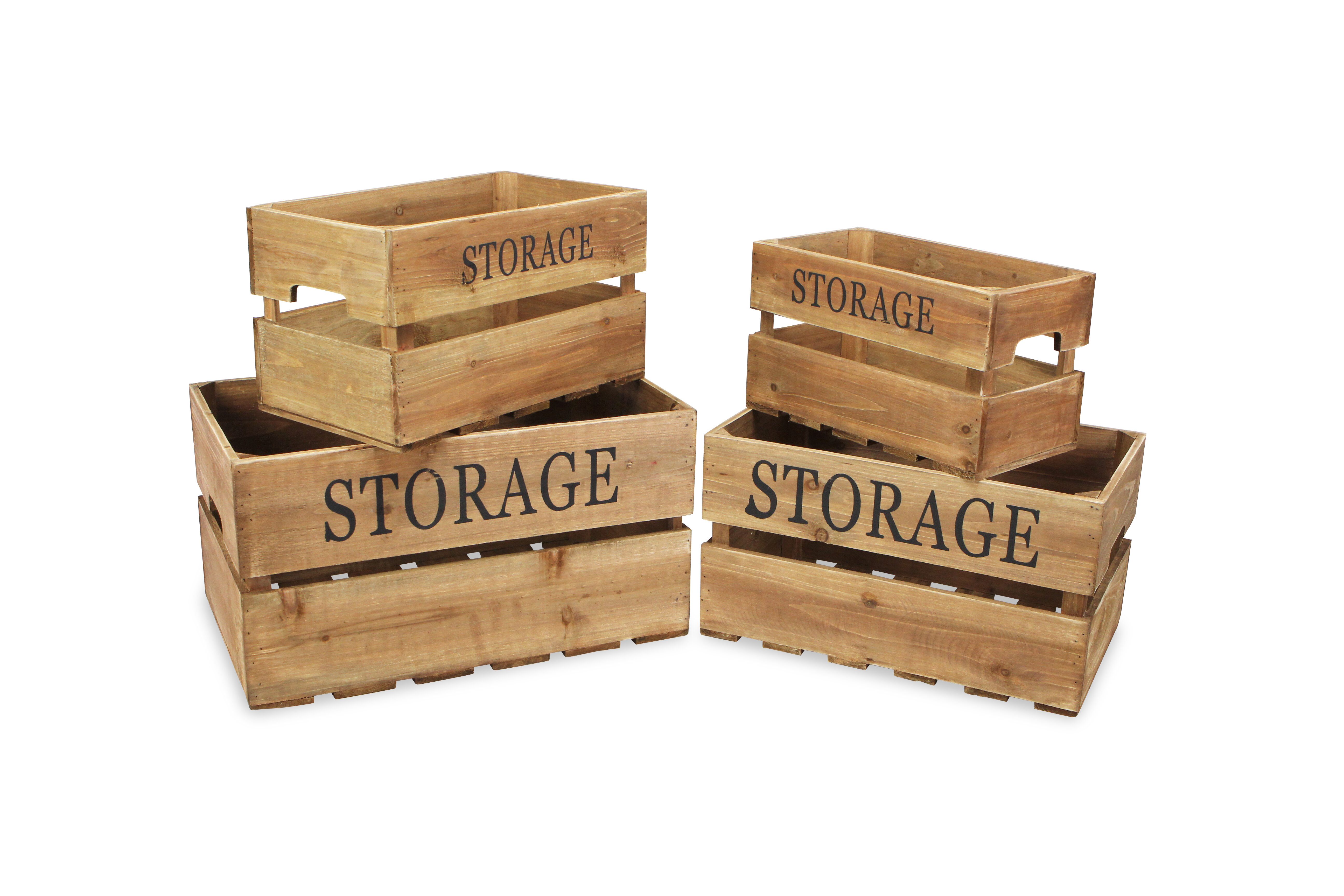 Gracie Oaks 4 Piece Wood Crate Set | Wayfair