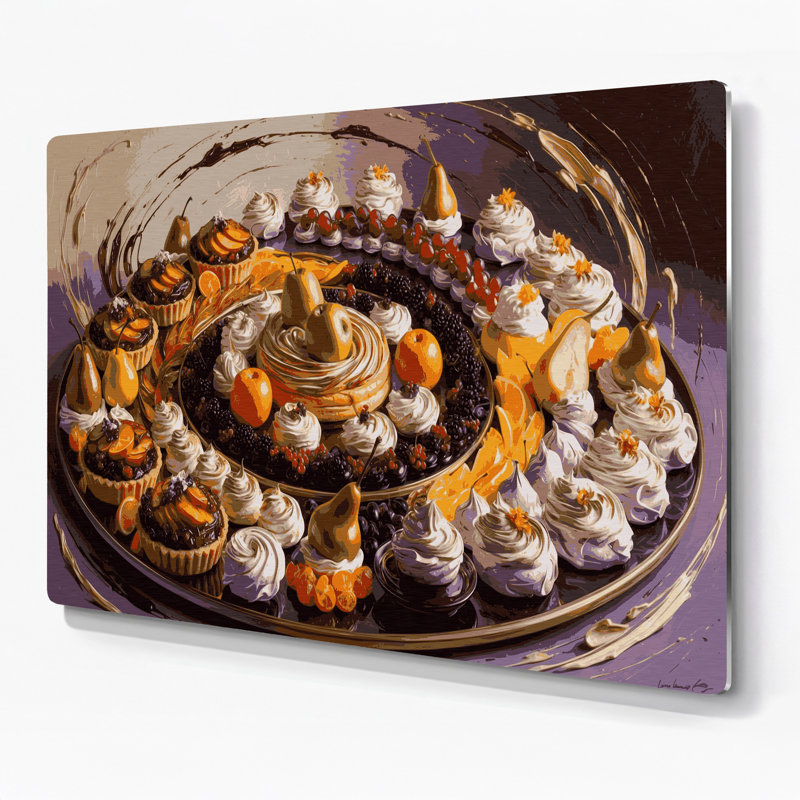 Desserts à base de fruits, art mural en métal noir, H 11 po x l 14 po