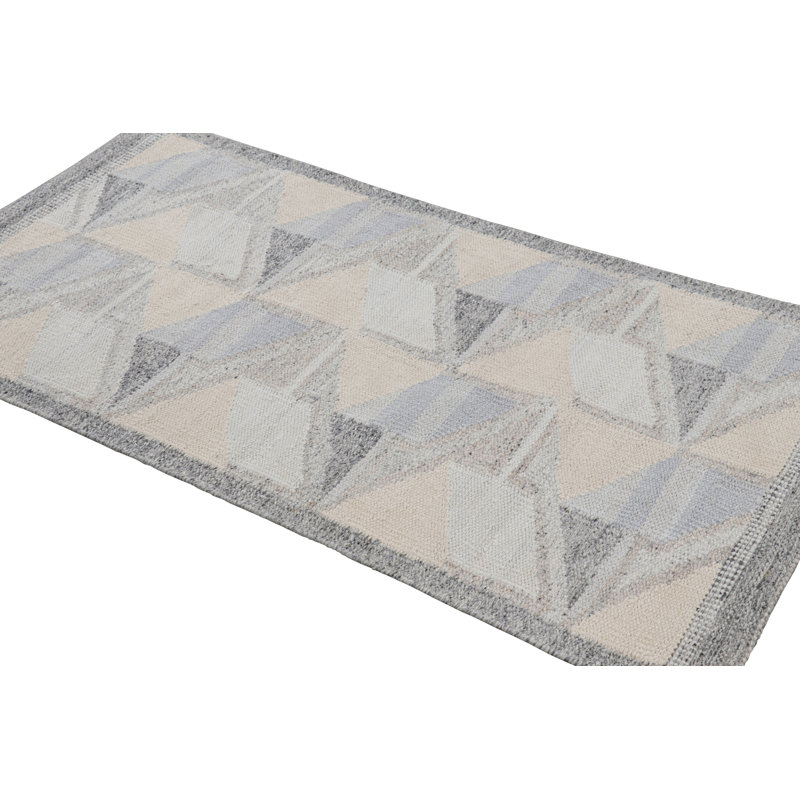 Rug & Kilim’S Scandinavian Style Outdoor Rug With Blue & Gray Geometric Pattern, Rectangle 3'1" x 5'11"