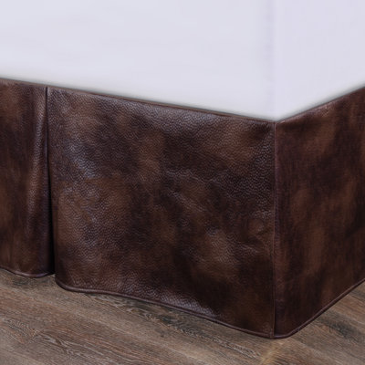  Brown Faux Leather Solid Colour Western Rustic Cabin Lodge Bed Skirt