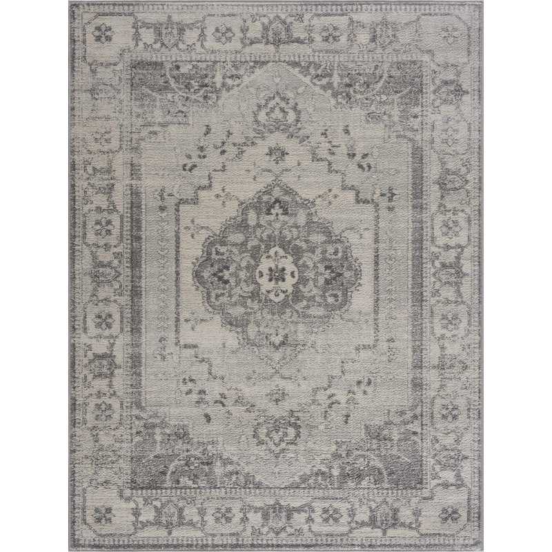 Tapis traditionnel gris clair, gris foncé et beige Eckelman, Rectangle 12 pi x 15 pi