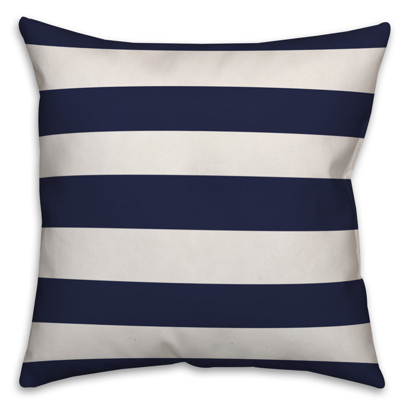 Striped Throw Pillow, 16" x 16", Navy, Polyester/Polyfill
