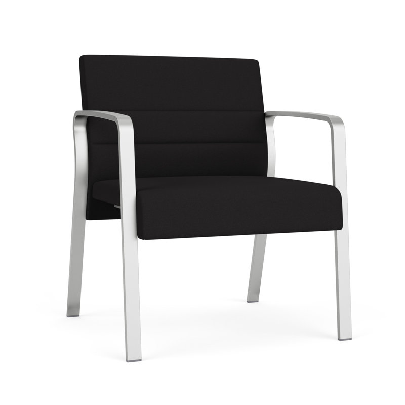 Chaise d'invité surdimensionnée Waterfall, Portes ouvertes en tissu noir, Argent