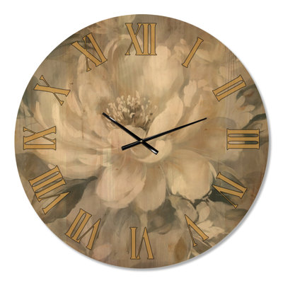 Peony Blooms in Motion I – Large Garden Non-Ticking Wood Wall Clock