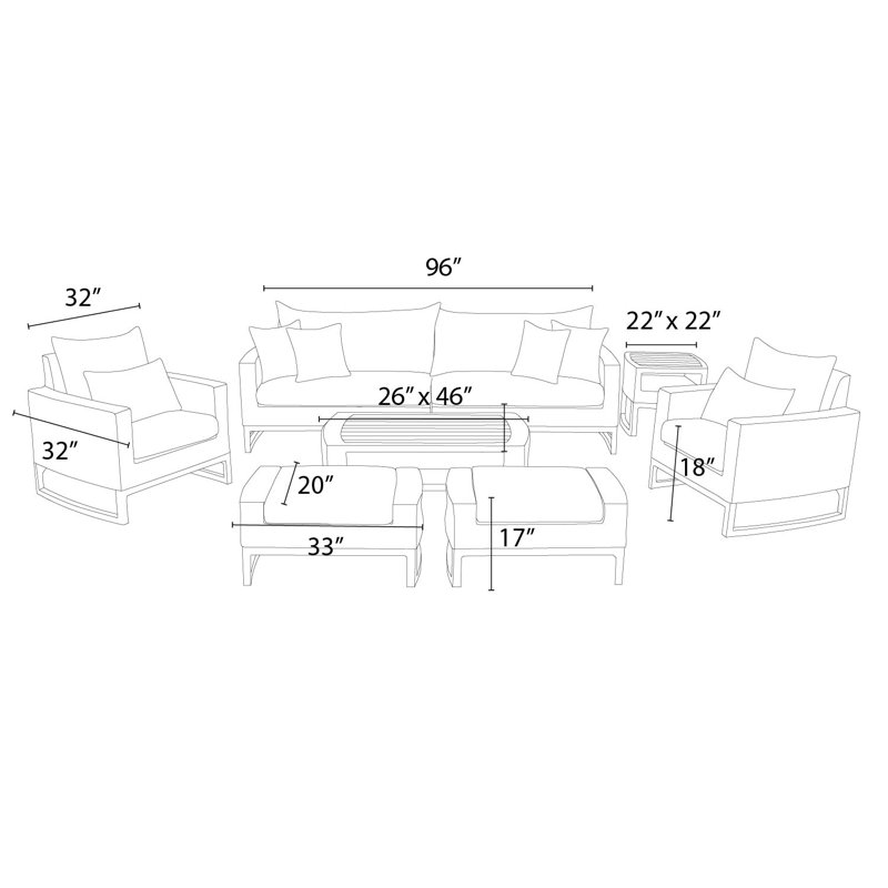 Milana Outdoor 8 - Piece Conversation Set, Canvas Spa Sunbrella® Canvas
