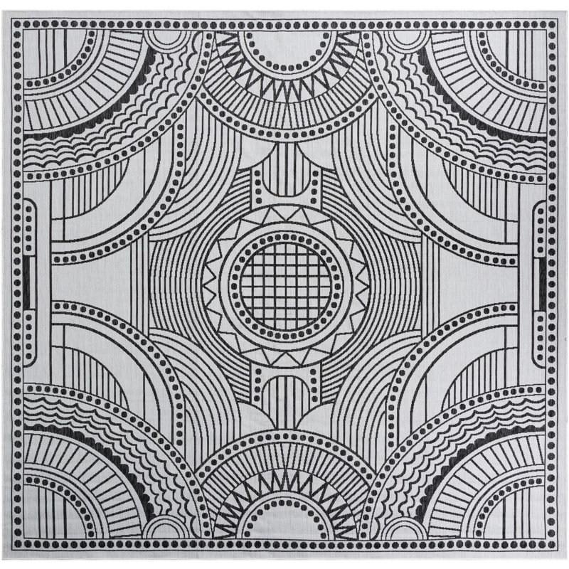 Tapis blanc et noir Aucun, Carré 10 pi