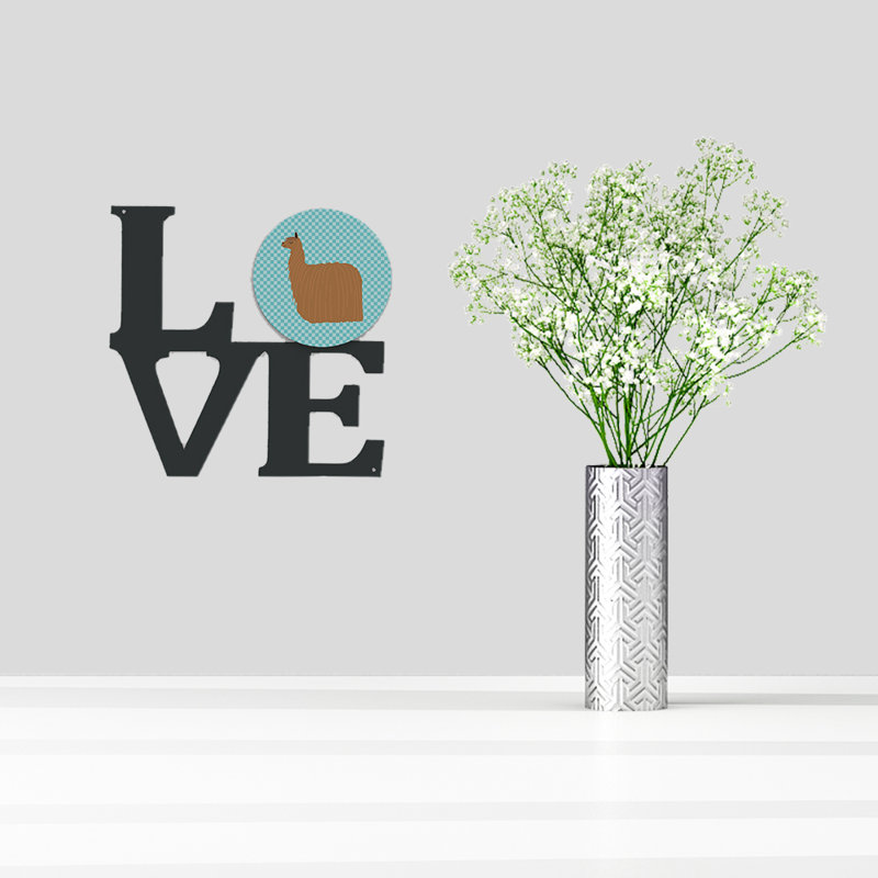 Décoration murale en métal love suri à vérifier alpaca, Bleu
