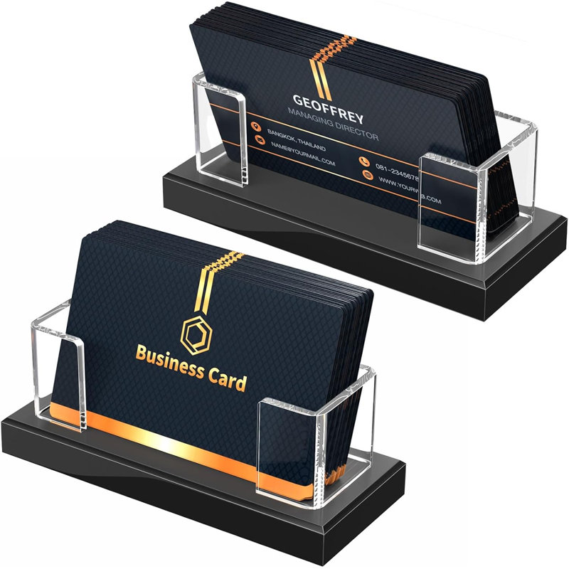Acrylic Business Card Holder, 2Pcs, Matte Stable Base, Holds 60-80 Cards, Desktop Gift Card Display Stand for Commercial Use