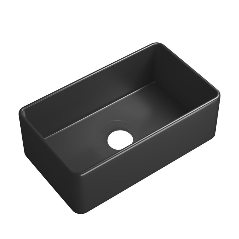Single Bowl Fireclay Kitchen Sink, White, 10" H x 30" L x 18" W