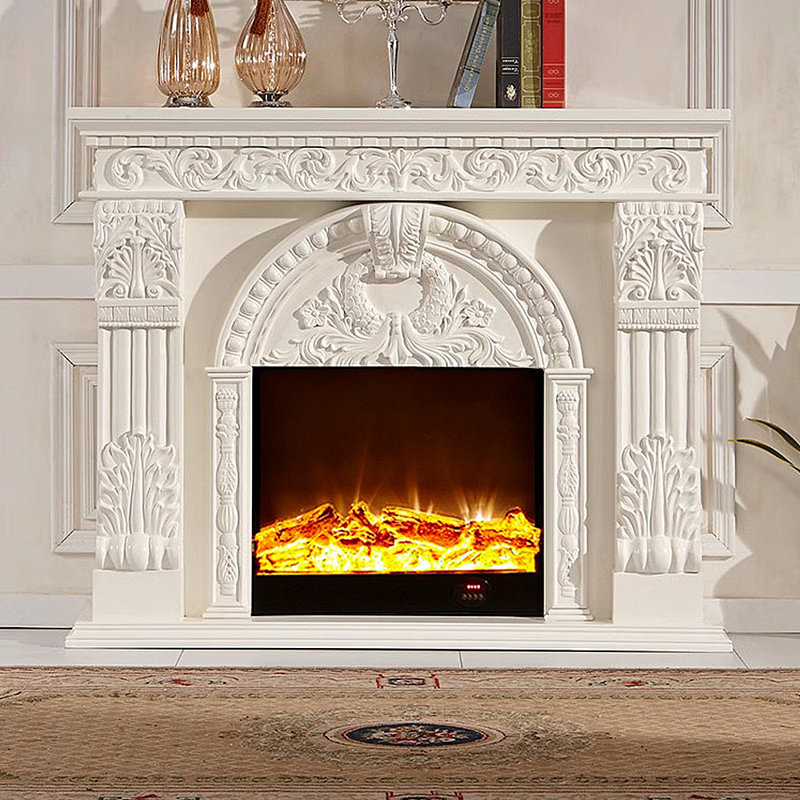 Meuble télé American cheminée, Ivoire ivoire, H 47,64 po x l 59,06 po x P 12,99 po