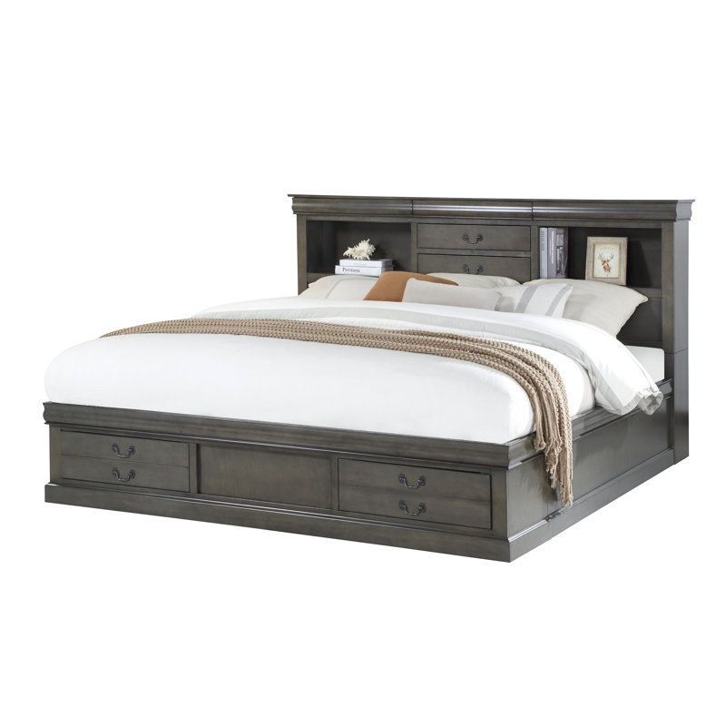 Lit plateforme avec rangement Walliston, Grand, Gris foncé