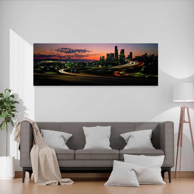 Coucher de soleil Puget Sound & Seattle, H 60 po x l 20 po
