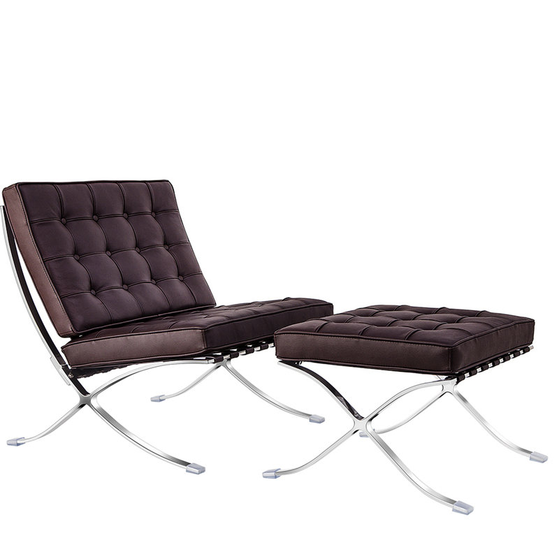 Méridienne pliable avec repose-pieds Bettyjane, Dark Brown Genuine Leather