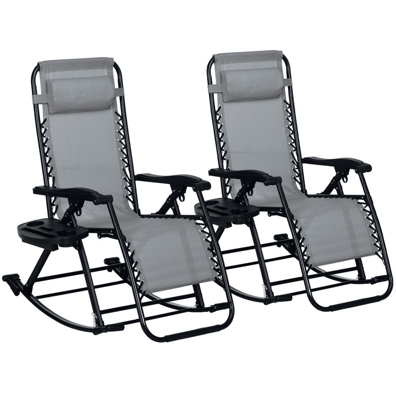 Outdoor Metal Chaise Lounge Set, Gray