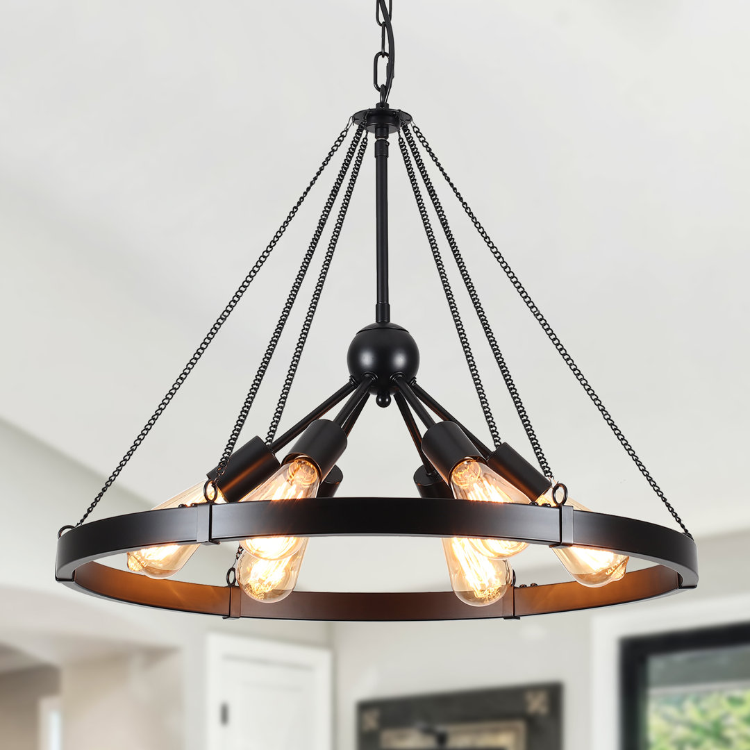 Gabriellina 6 - Light Dimmable Sputnik Wagon Wheel Chandelier, Rustic Metal Pendant Lighting for Dining Room, Living Room, Kitchen, Entryway & Hallway 17 Stories 