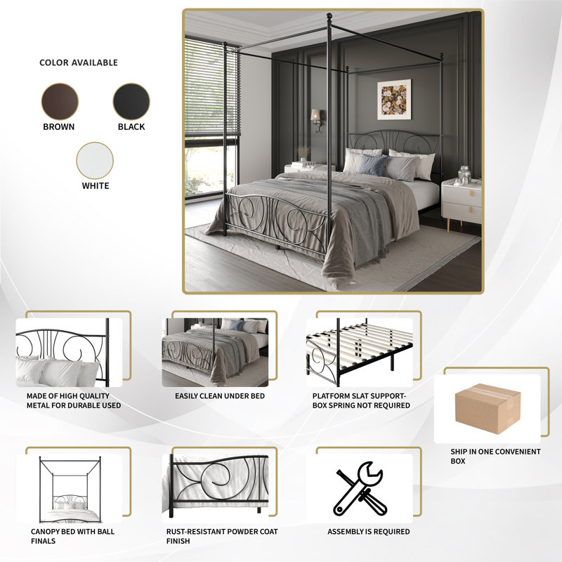 Metal Platform Bed, Full, Black