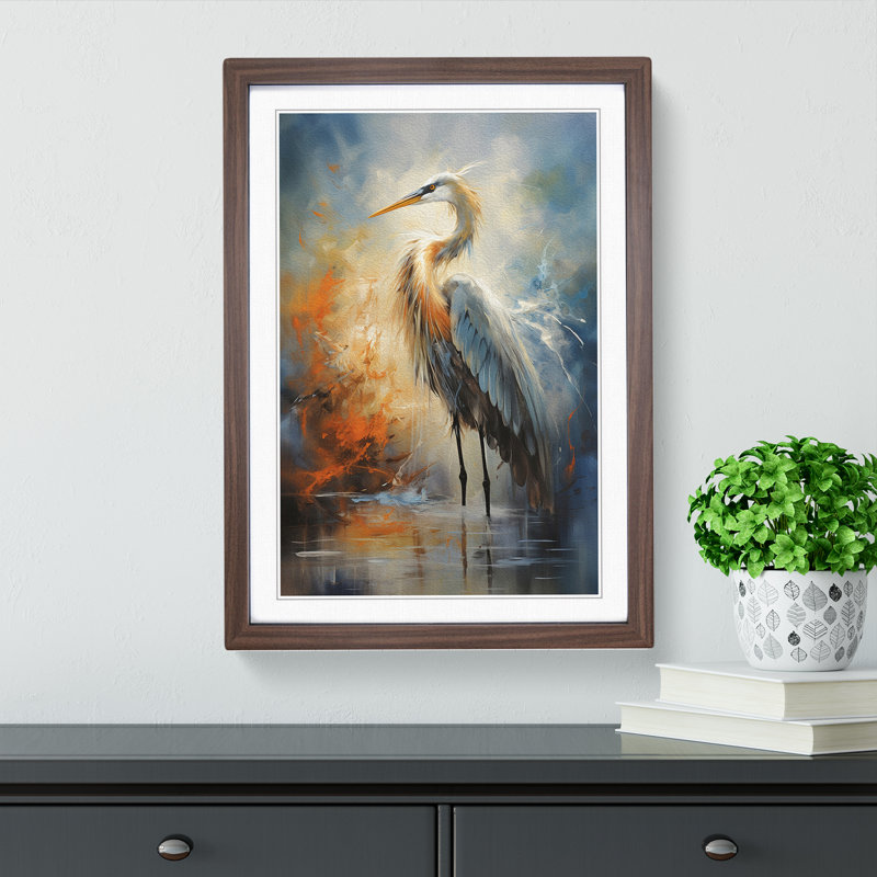 Heron Gestural - Framed Print