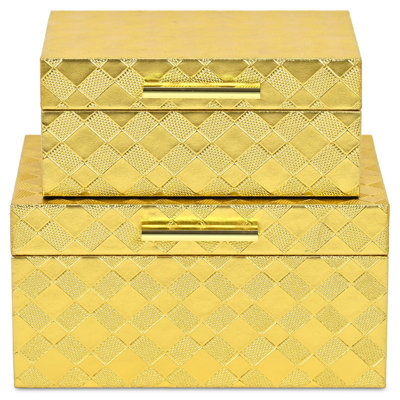 Zuleika Vinyl Diamond Checkered Pattern Box Set - Gold