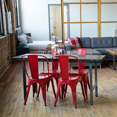 Braddy Solid Wood Top Metal Base Dining Table