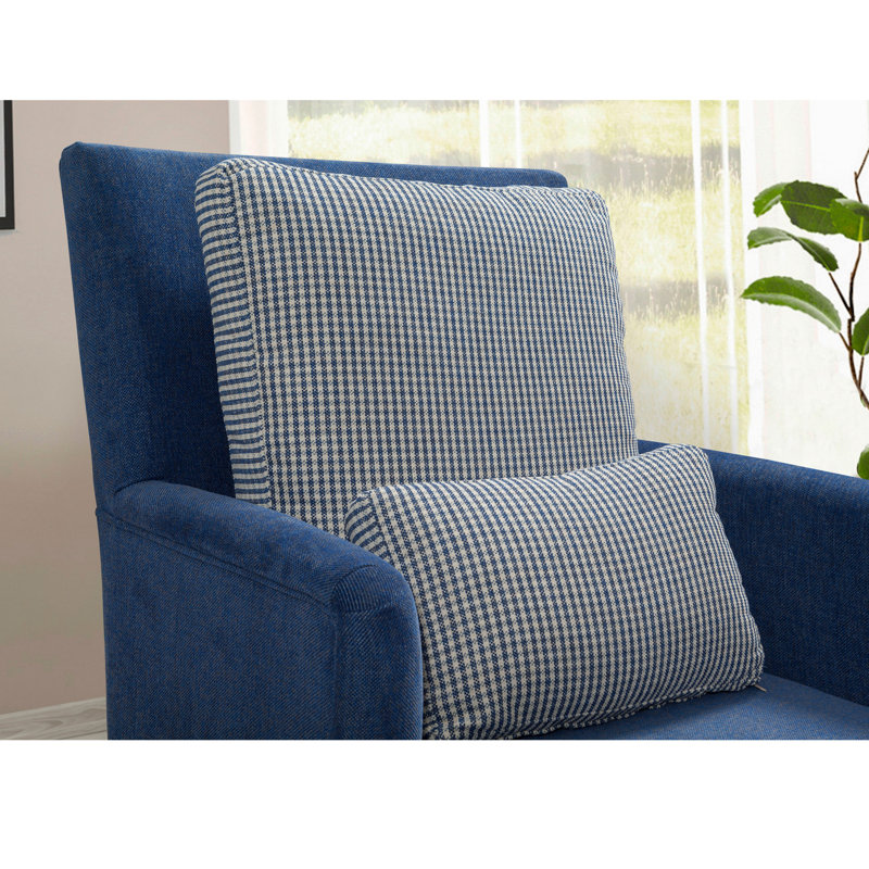 Chaise longue rembourrée Yaphank, 100 % polyester bleu