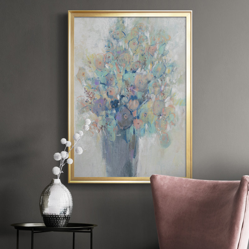 Bouquet I, toile encadrée de qualité supérieure - prête à être accrochée, H 30,5 po x l 22,5 po x P 1 po, Cadre doré